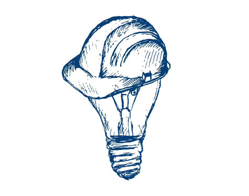 light bulb wearing a hard hat
